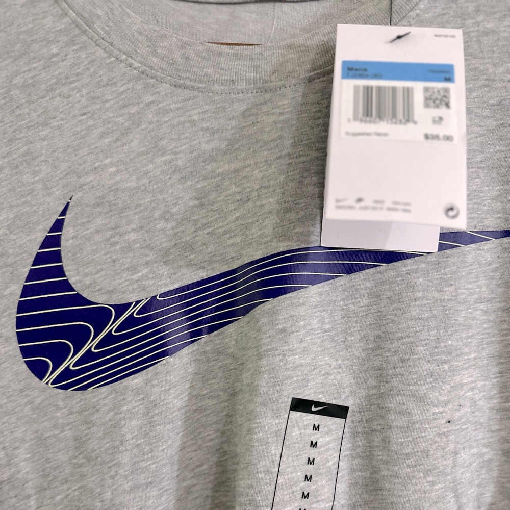 Nike Heather Gray Tee with Navy Swoosh